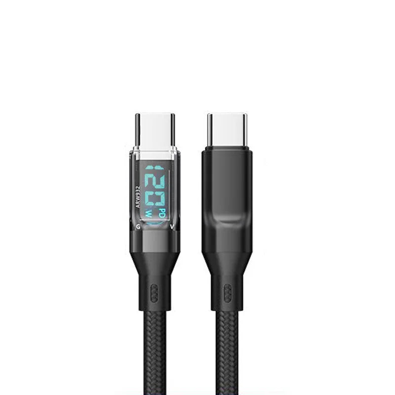 MFi Lightning Fast Charge Data Sync Cable with LCD Display — 120w lightning fast charging cable