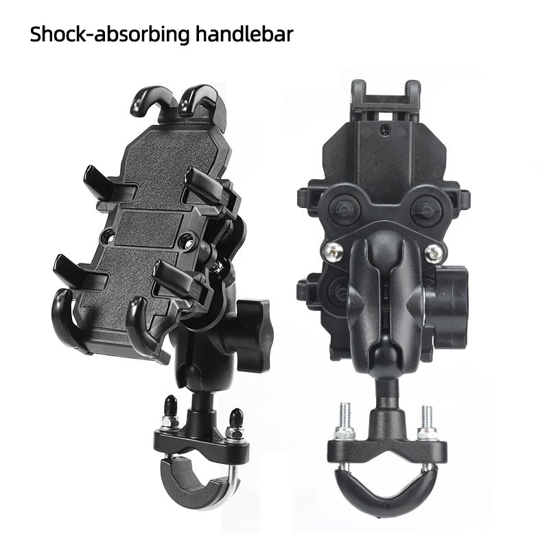 Motorcycle Phone Holder – Aluminum Shock Absorber Handlebar Mount GPS Bracket