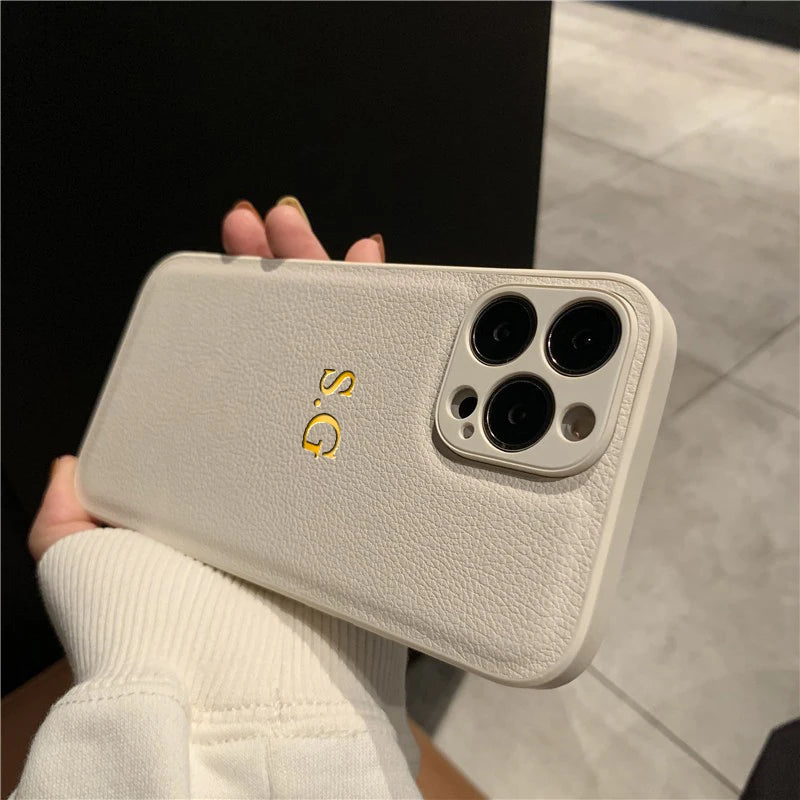 Custom Personalized Luxury PU Leather iPhone Case - Gift Cover for iPhone 11 to 17 Pro Max Air