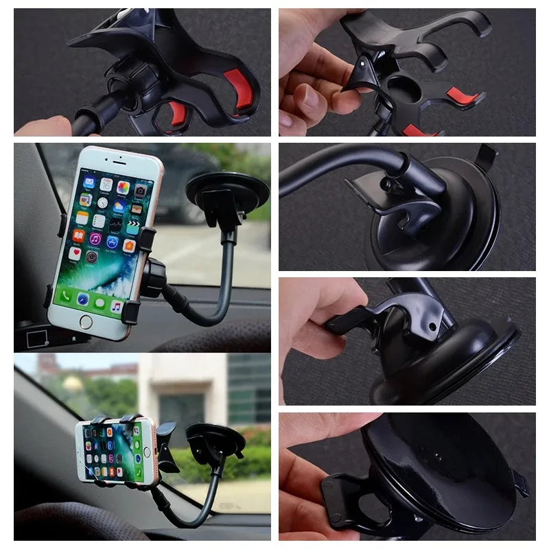 360° Flexible Car Phone Holder | Dashboard Windshield GPS Mount | Desk Table Universal Stand