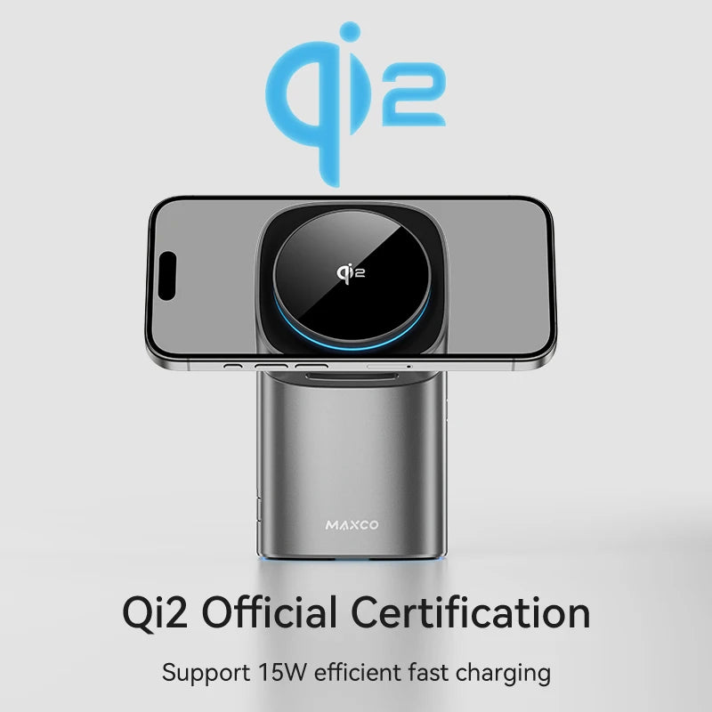 Qi2 Certified 3-in-1 Magnetic Wireless Charging Station for iPhone, Apple Watch, AirPods