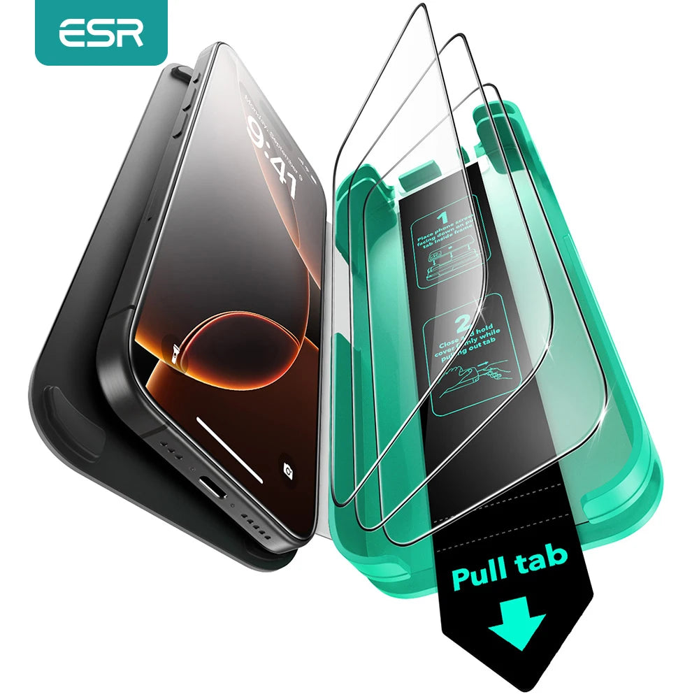 ESR Armorite 9H+ Tempered Glass Screen Protector iPhone 17 Pro Max HD Clear Anti-Spy 3-Pack UltraFit