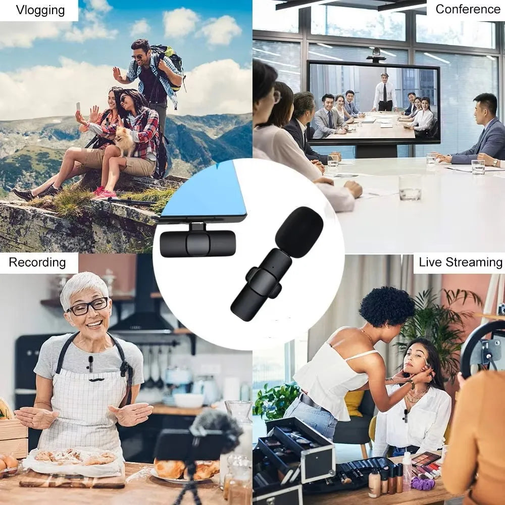 Lenovo Wireless Lavalier Microphone | Mini Clip-On Mic for iPhone Android Live Stream