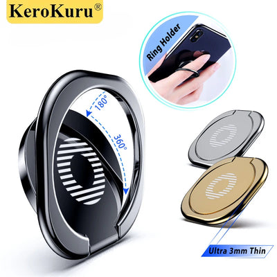 Kerokuru 360° Metal Finger Ring Phone Holder | Zinc Alloy Stand Mount | Universal Smartphone Grip