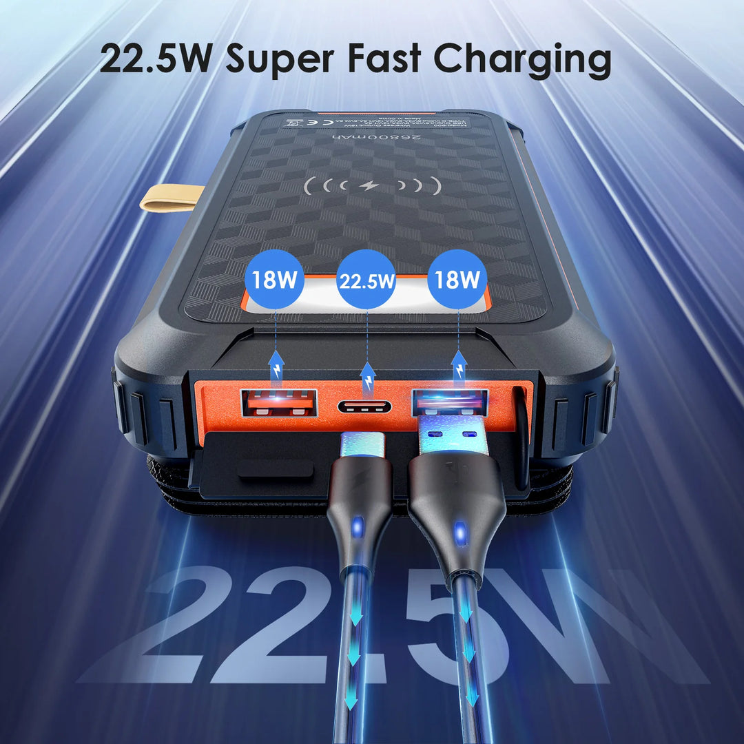 Top 26800mAh Solar Wireless Power Bank — power bank 26800mah