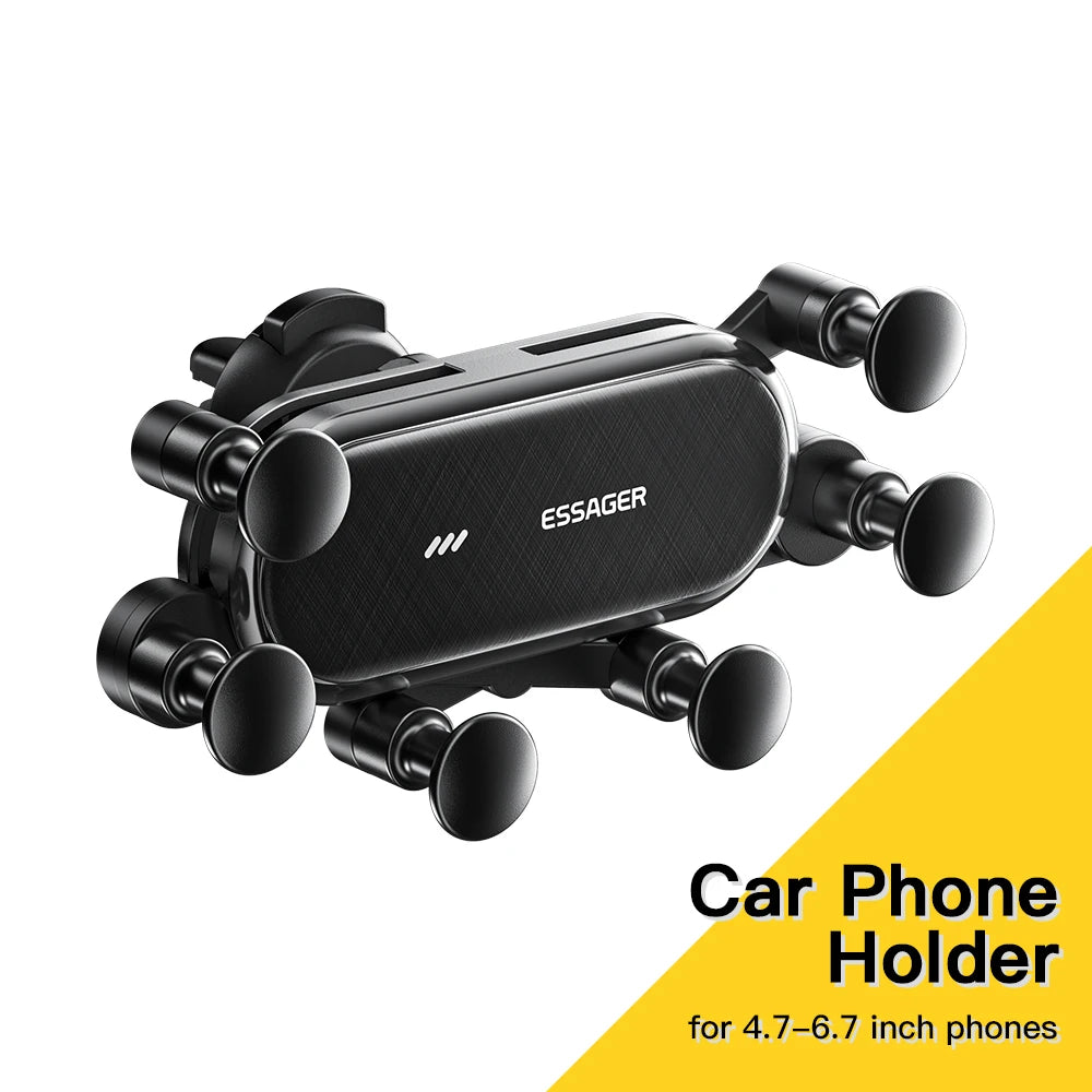 ESSAGER Gravity Car Phone Holder | Air Vent Mount 6-Point Grip for iPhone 14 13 Samsung Xiaomi