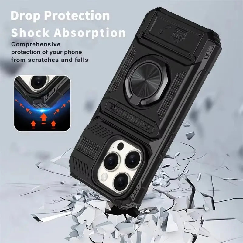 iPhone Magnetic Wallet Case Kickstand Heavy Duty Card Holder