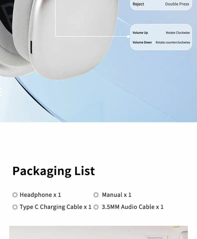 WYMECT Noise Cancelling Over-Ear Bluetooth Headphones with Mic