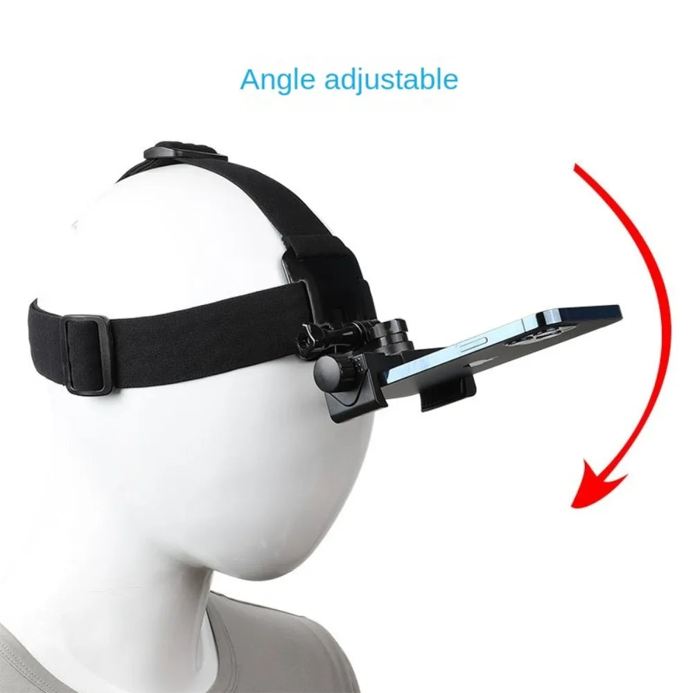 Head-Mounted Phone Holder – First Person POV Headband Bracket for Live Video