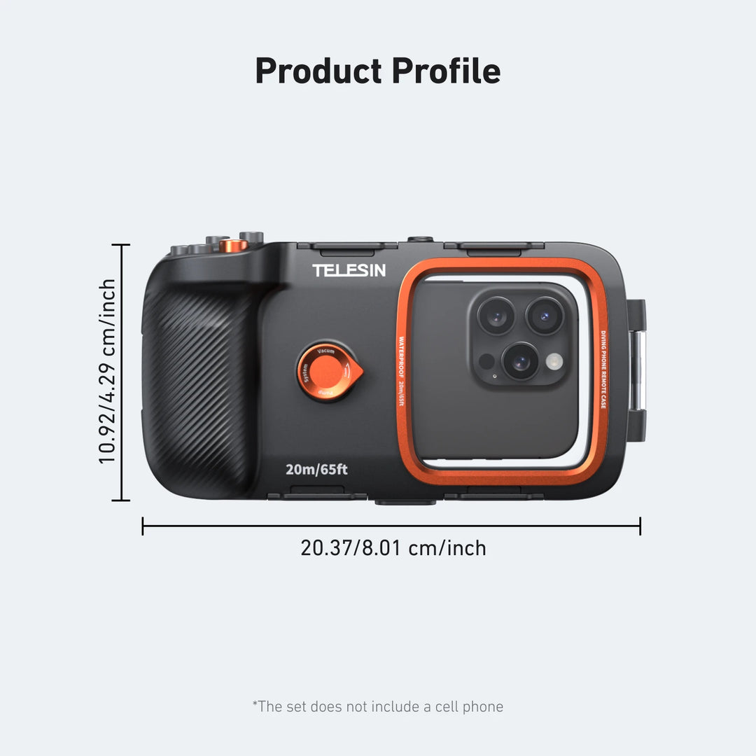 TELESIN Diving Phone Case Waterproof Grip 20m IP68 Bluetooth