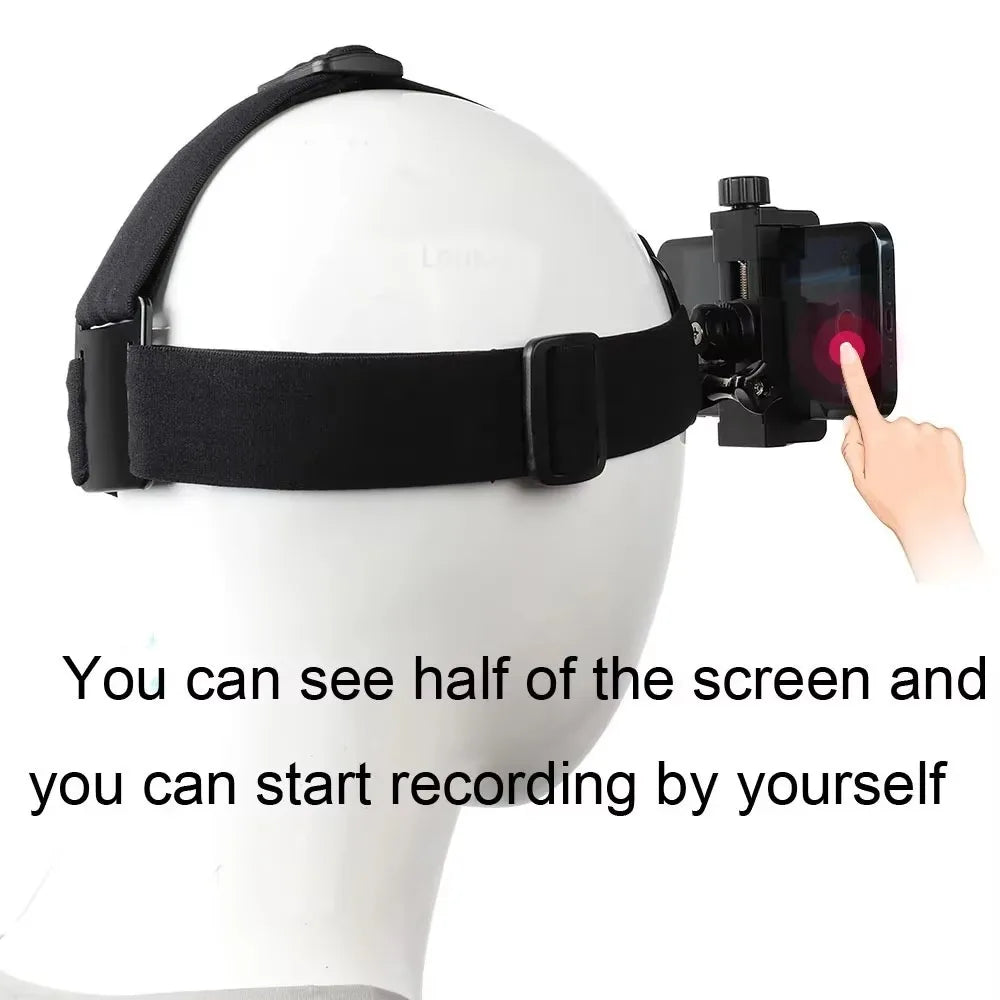 Head-Mounted Phone Holder – First Person POV Headband Bracket for Live Video