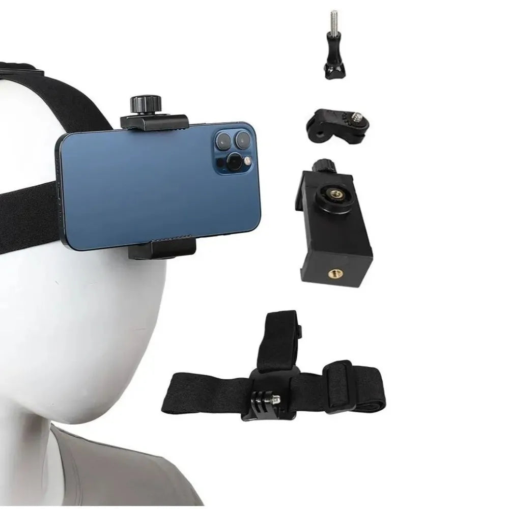Head-Mounted Phone Holder – First Person POV Headband Bracket for Live Video