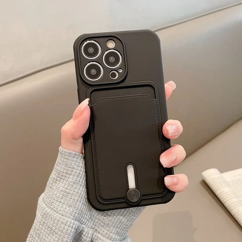 Clear TPU Phone Case with Card Slot iPhone 11-16 Pro Max