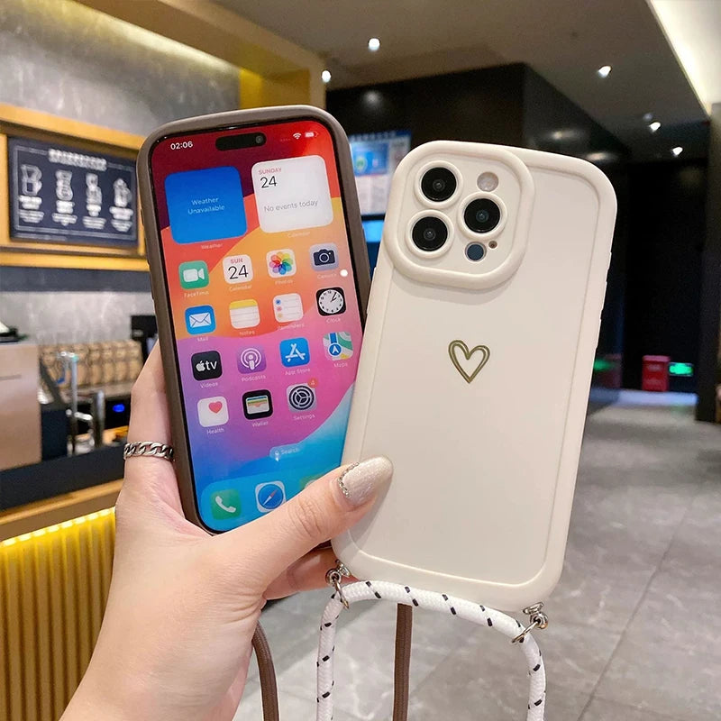 Magsafe Accessories - Love Heart Crossbody Phone Case for iPhone 17, 16 Pro Max