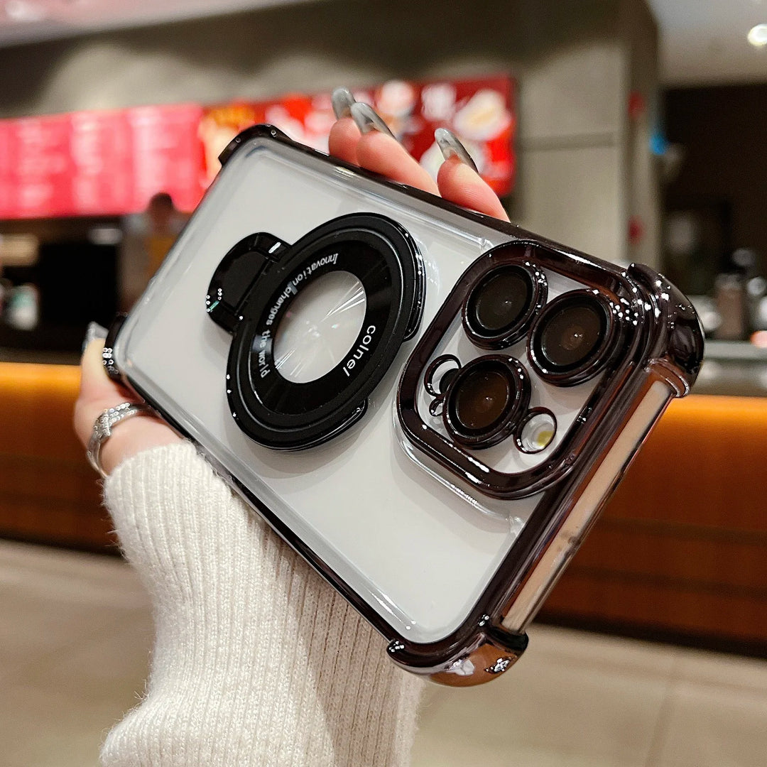 EIENACOCO Magnetic Bracket iPhone Case | MagSafe Ring Kickstand Shockproof | iPhone 17–12 Pro Max