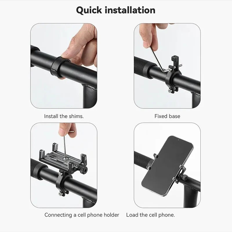 JOHORSE Aluminum Bike Phone Mount – Adjustable Non-Slip Holder