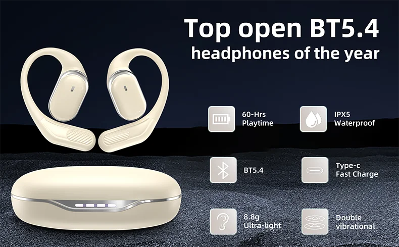 Waterproof Sports Earbuds - GDLYL Bluetooth 5.4 Ear Hook Earbuds