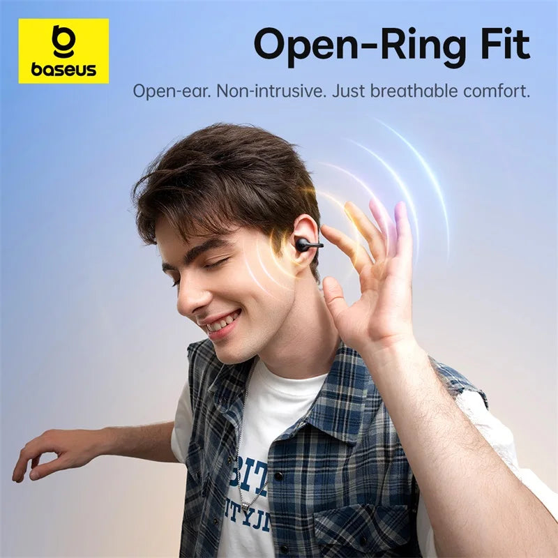 Baseus BC1 Bluetooth 6.0 Open Ear Clip Earbuds | 4-Mic AI | Super Bass | IP55 | 38H