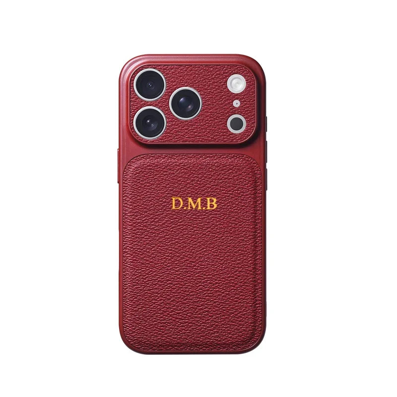 Custom Initial Letter Leather Case for iPhone 17 16 15 — luxury leather case for iPhone