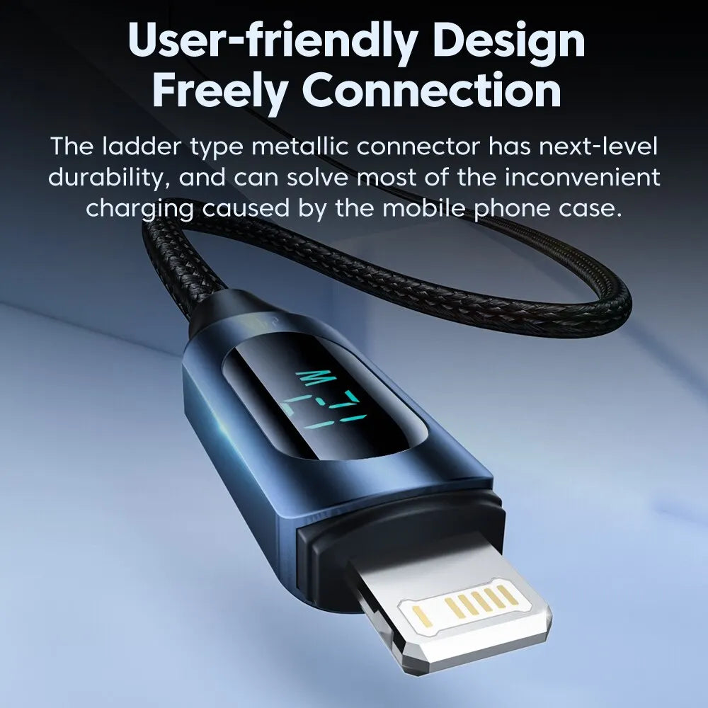 Toocki LED Display iPhone Cable | 2.4A Fast Charging Lightning Braided Cord 1m 2m iPhone 14–7