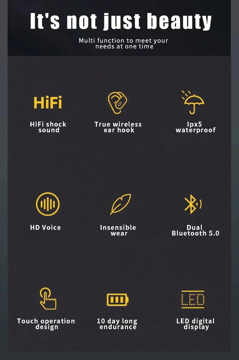 Bluetooth 5.3 Ear Hook Earbuds with Hybrid ANC by JEFF's Favorite Picks