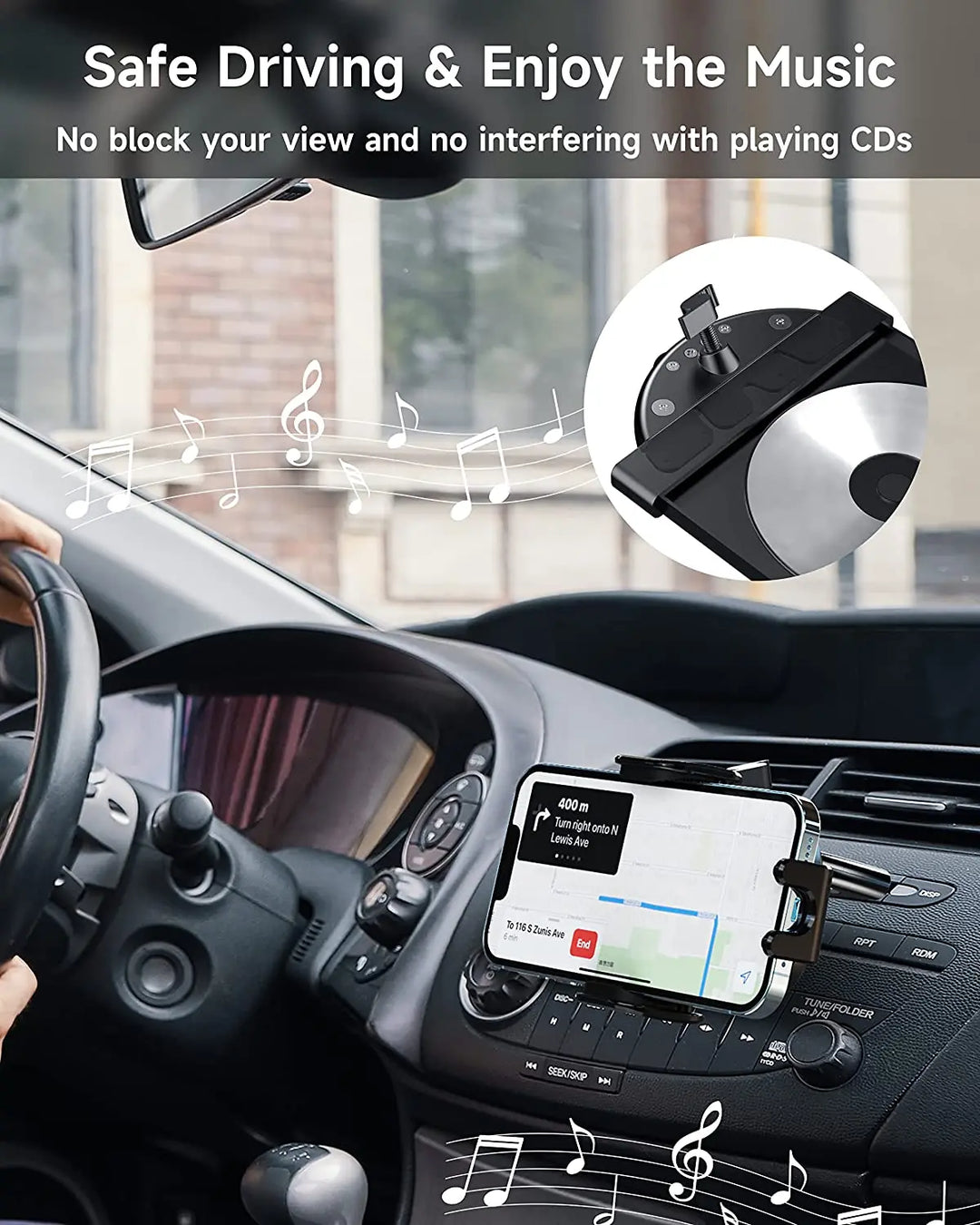 17mm Ball CD Slot Car Mount – Adjustable Phone & Tablet Holder