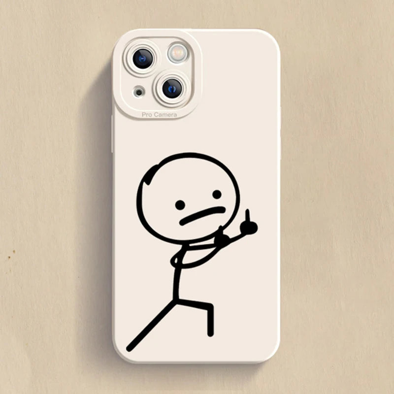 Cartoon Matchman iPhone Case | Funny Cute Matte TPU Shockproof Cover iPhone 15–7 XR XS SE