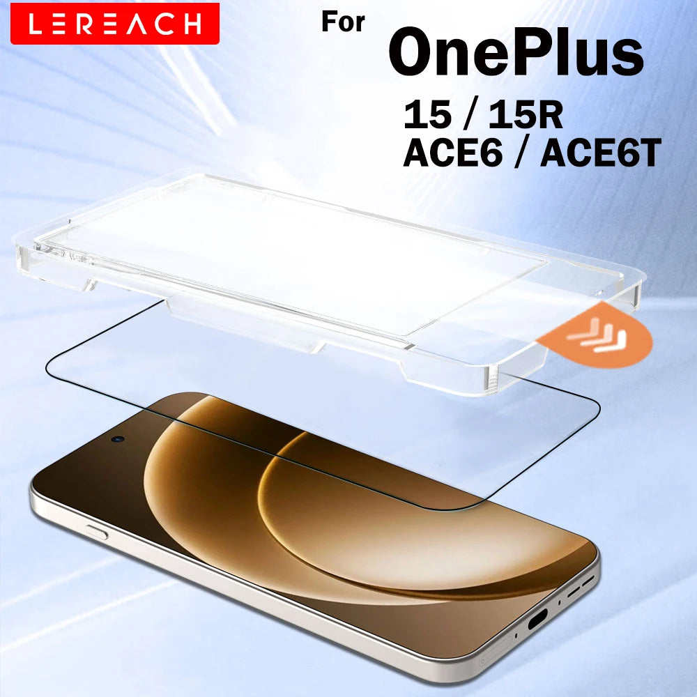 Lereach Tempered Glass Screen Protector OnePlus 15 15R Ace 6 6T HD Clear Dust-Free Auto-Align PureTab