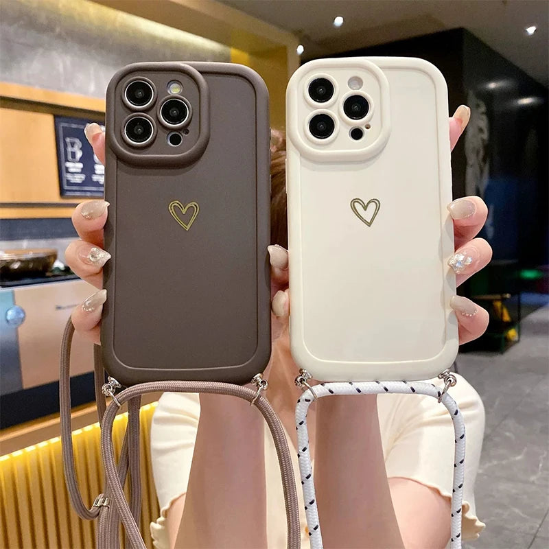 Magsafe Accessories - Love Heart Crossbody Phone Case for iPhone 17, 16 Pro Max
