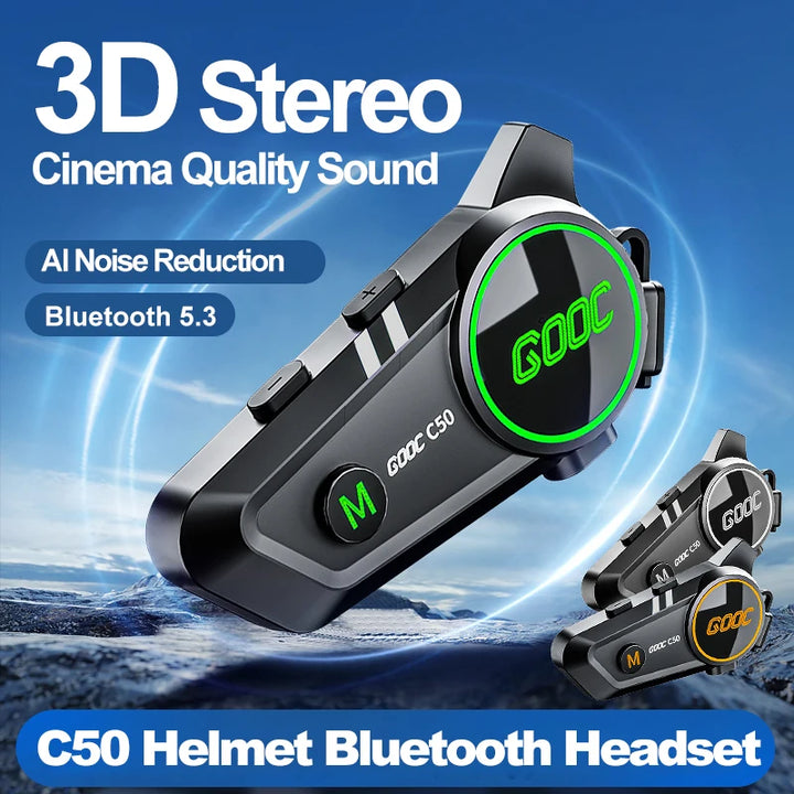 VELEV C50 Waterproof Bluetooth Motorcycle Helmet Headset — waterproof motorcycle helmet headset