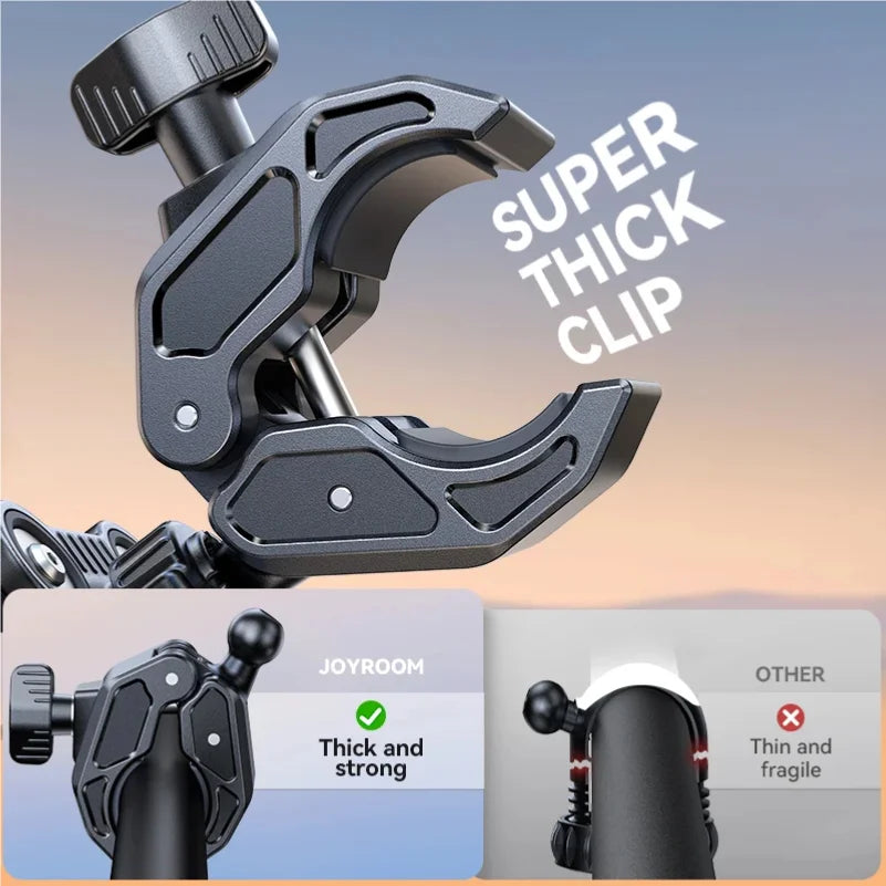 JOYROOM Motorcycle Phone Mount – Dual Shock Absorber Bike Holder 4.7''–7''