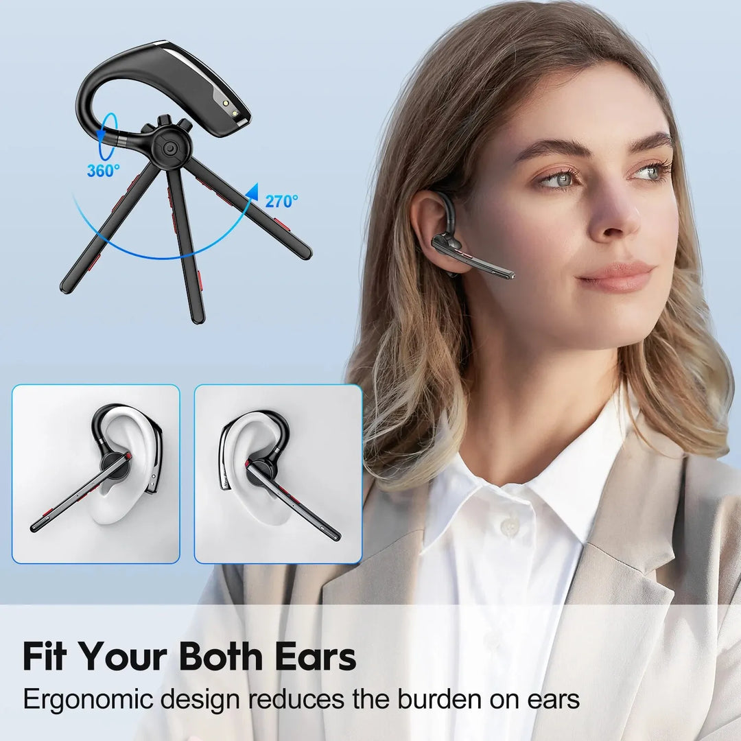 New Bee M51 Wireless Bluetooth Headset with Dual-Mic CVC8.0 Noise Cancelling for Professionals