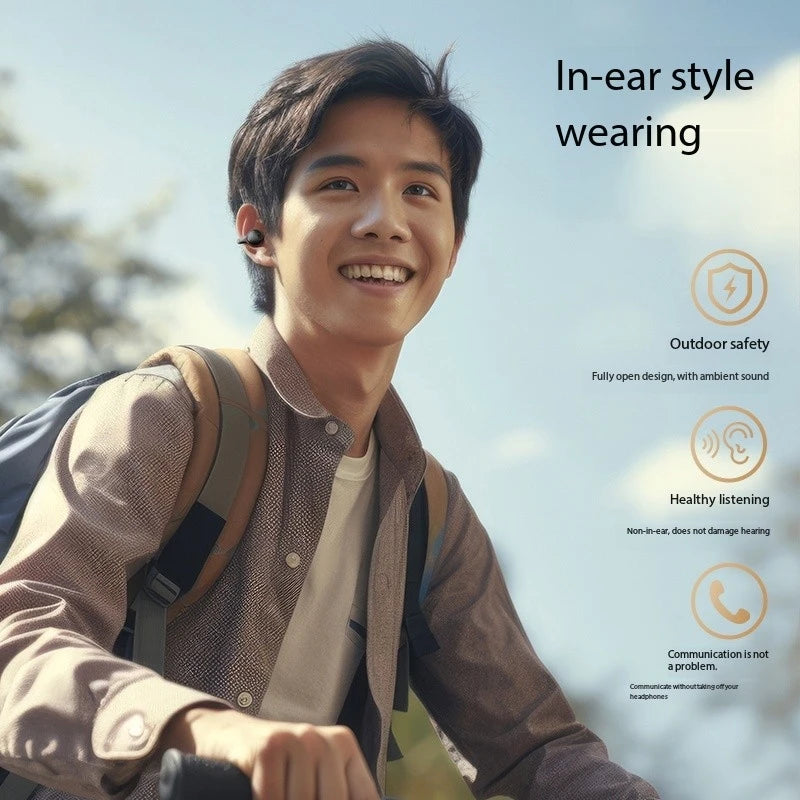 BT 5.3 Mirror Ear Clip Headphones | Digital Display OWS | HiFi Lossless AAC | Sport Wireless