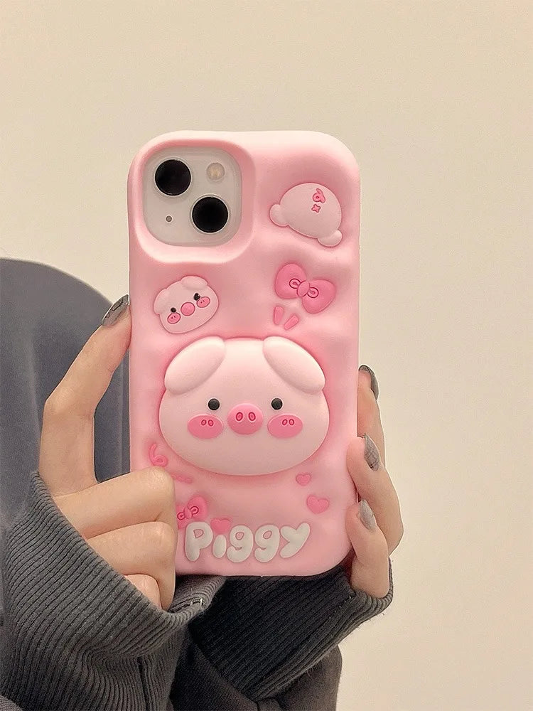 3D Pig iPhone Case with Kickstand for iPhone 11-15 Pro Max — 3d pig phonecase