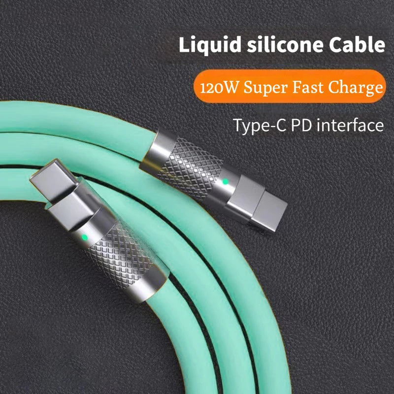 120W 6A Super Fast Charge USB-C to C Liquid Silicone Cable | PD Quick Charge 1M 2M Cord
