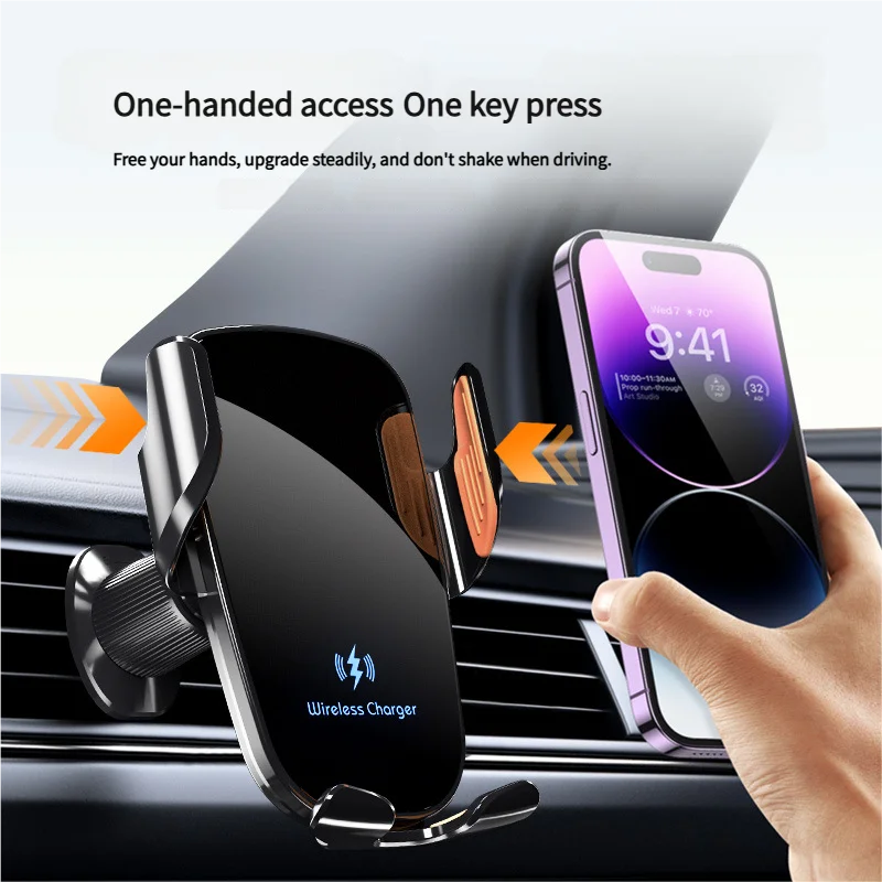 Smart Induction Car Phone Holder – 15W Wireless Fast Charging Mount