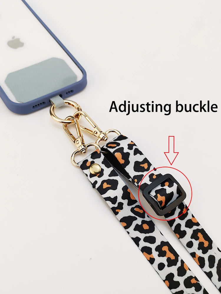 Leopard Print Crossbody Phone Lanyard with Adjustable Neck Strap