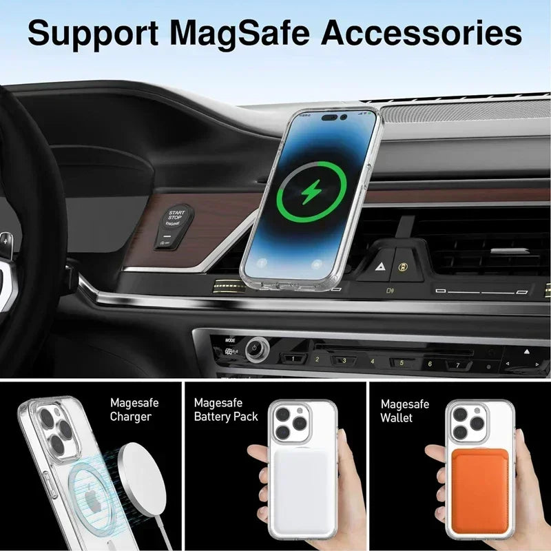 PSWWSP Magnetic Clear MagSafe iPhone Case | Transparent Silicone Cover iPhone 17–11 XS XR Pro Max