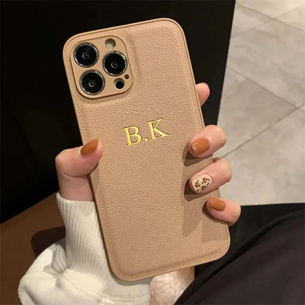 Custom Personalized Luxury PU Leather iPhone Case - Gift Cover for iPhone 11 to 17 Pro Max Air
