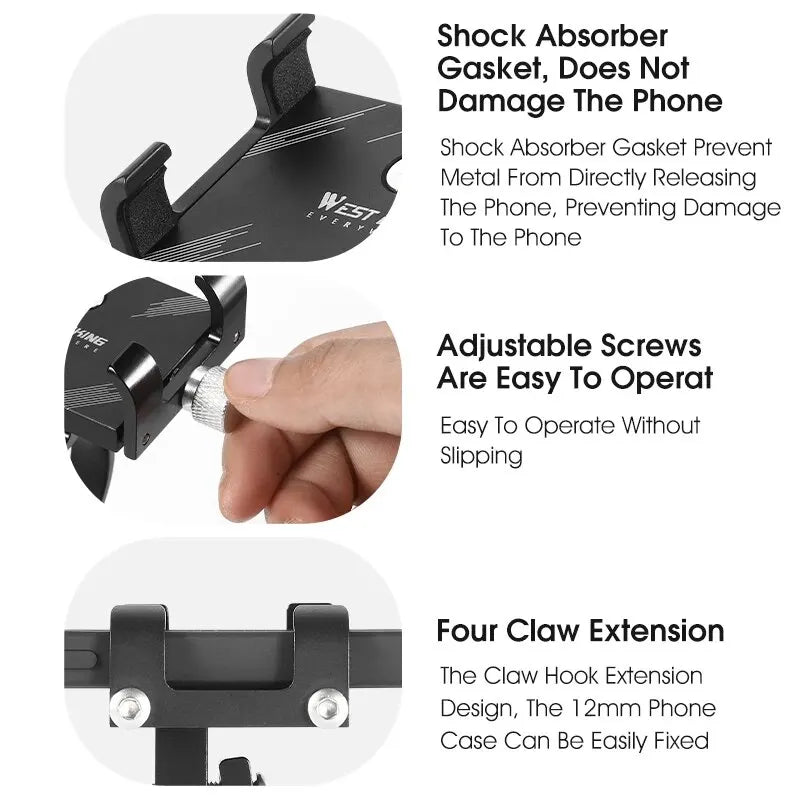 Bike Phone Mount, 77g Ultra-Light West Biking Aluminum Alloy Bracket