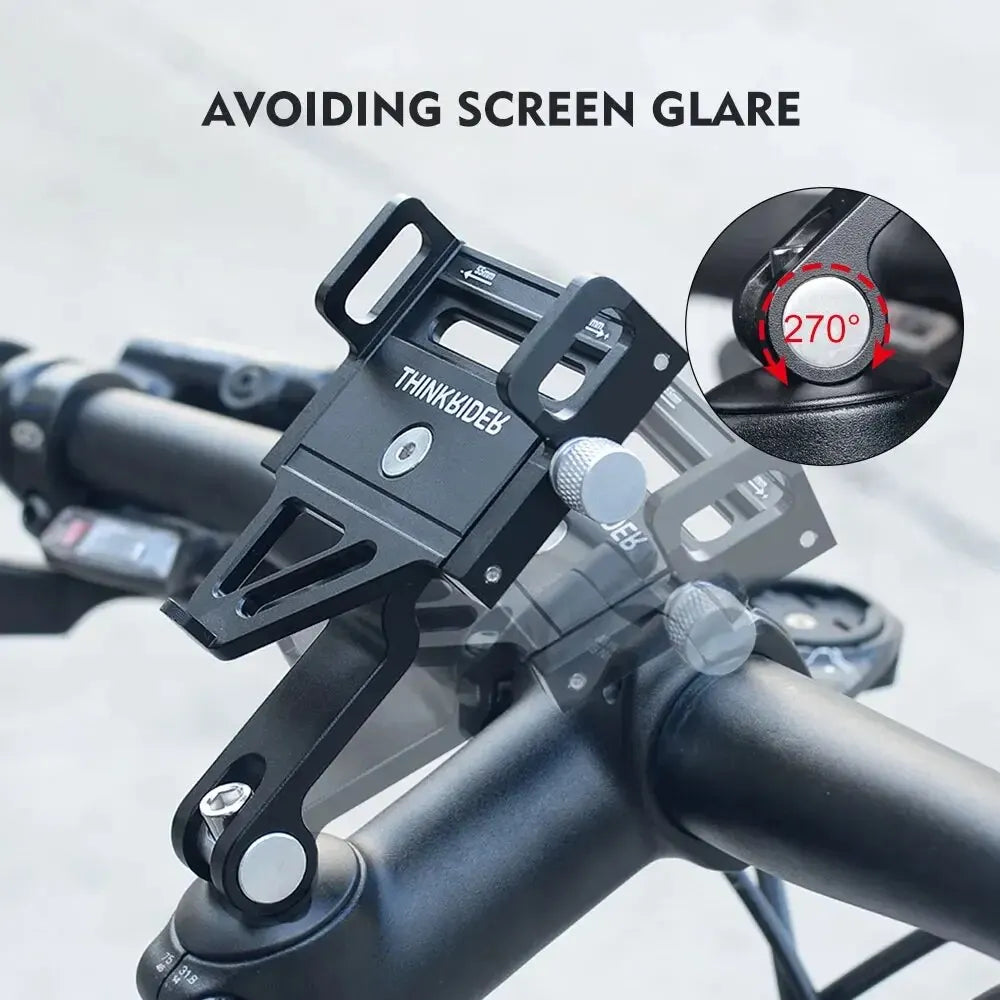 ThinkRider 270° Rotatable Bike Phone Mount – Aluminum MTB Bicycle Holder
