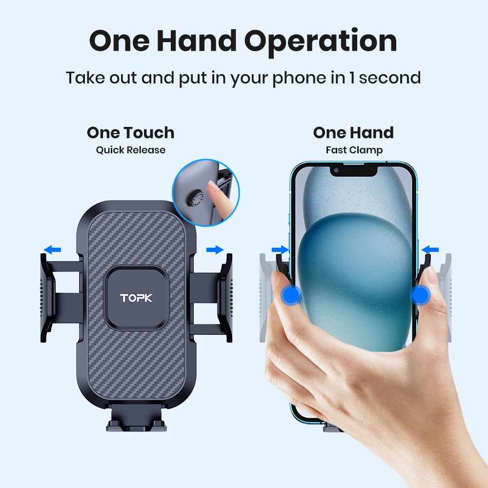 TOPK Auto-Lock Car Phone Holder – 360° Air Vent Mount for iPhone & Samsung