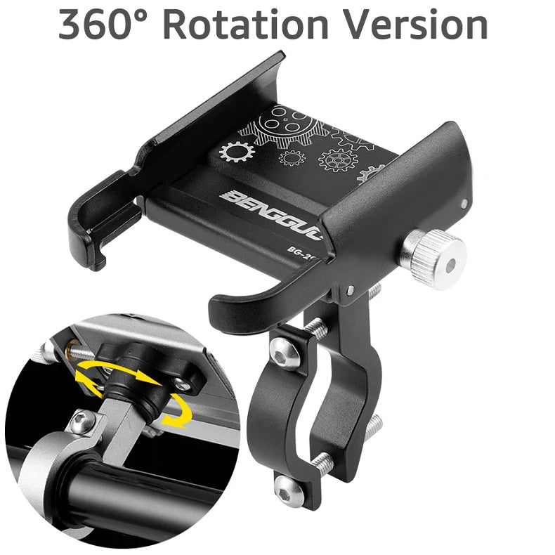 iBudim Aluminum Bike Phone Holder – 360° Motorcycle Handlebar Mount