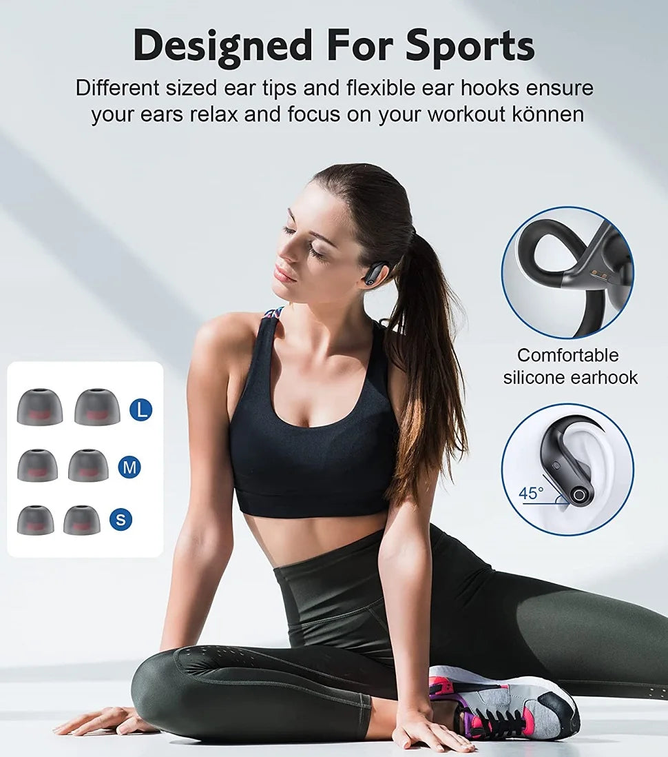 GDLYL Ear Hook Wireless Earbuds - 48H Playtime | Wireless Charging Case