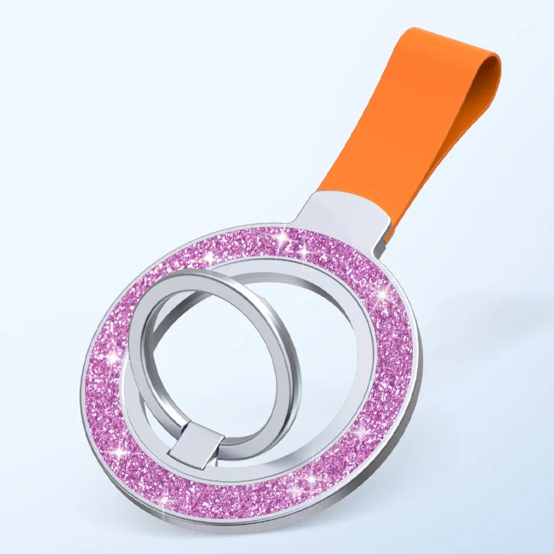 QGhappy MagSafe Phone Holder – Double Magnetic Grip Ring Stand with Hand Strap