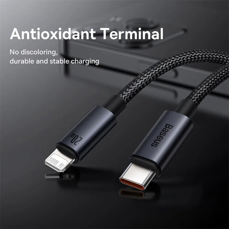 Baseus USB-C to Lightning Cable 3A | 20W PD Fast Charging Braided for iPhone 13 12 11 X XR 8