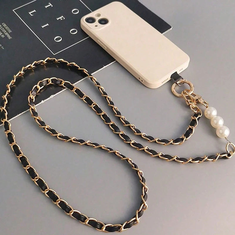 Pearl Lanyard Necklace - Elegant Crossbody Phone Strap for Women