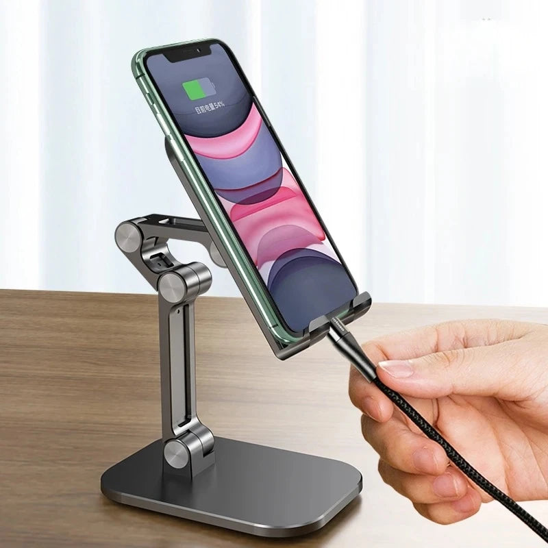cmaos Foldable Phone Stand – 3-Section Adjustable Desk Holder for Phone & Tablet