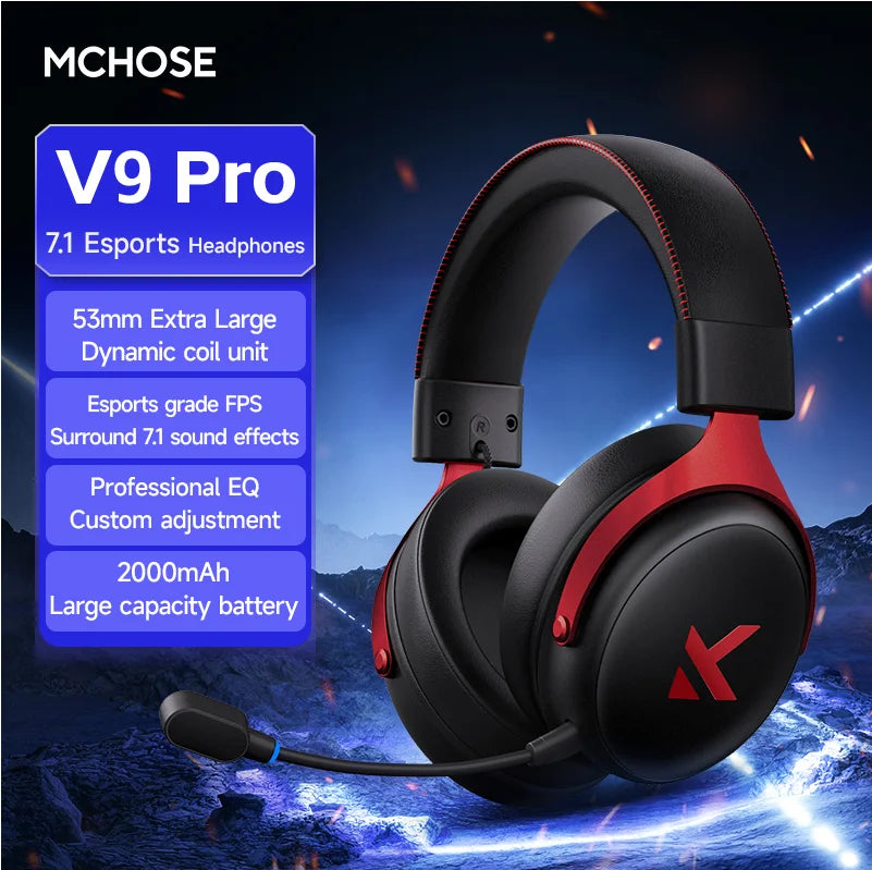 MCHOSE V9 Pro Gaming Headset Tri-Mode Wireless ANC 7.1 Surround