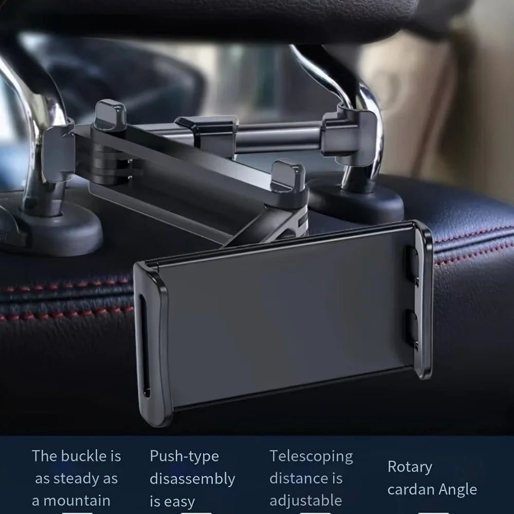 Car Headrest Tablet Holder – Universal Back Seat Mount for 5–12.9" Devices